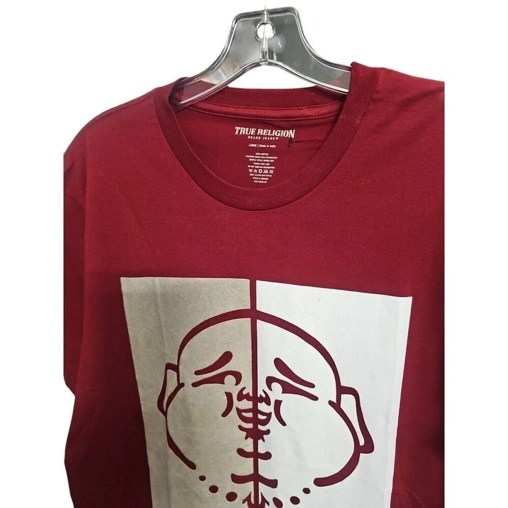 True Religion Men's Half Face Buddha T-Shirt Red‎ Size Large NWT $59